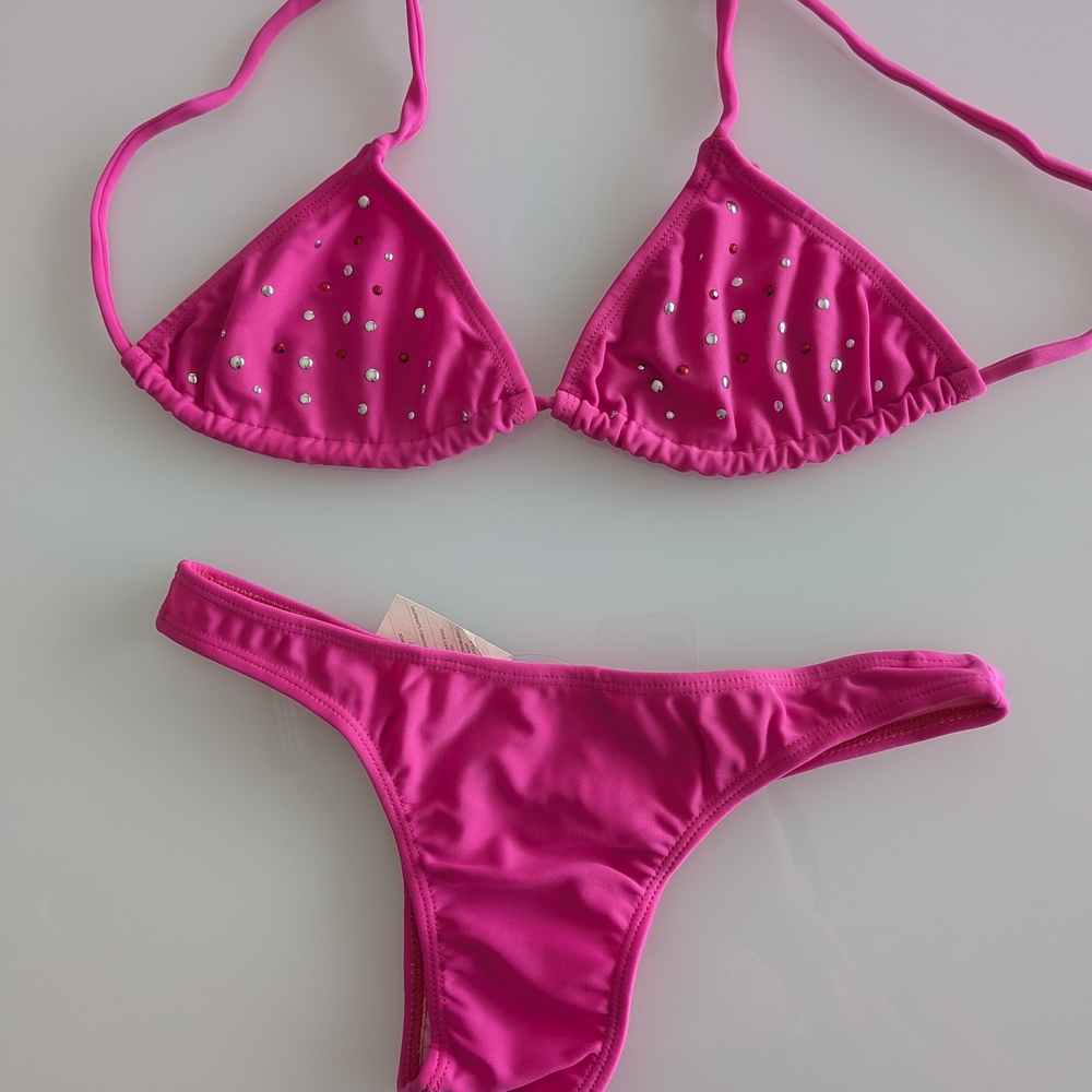 Hot Pink Rhinestone Bikini Set - Picture 5 of 5